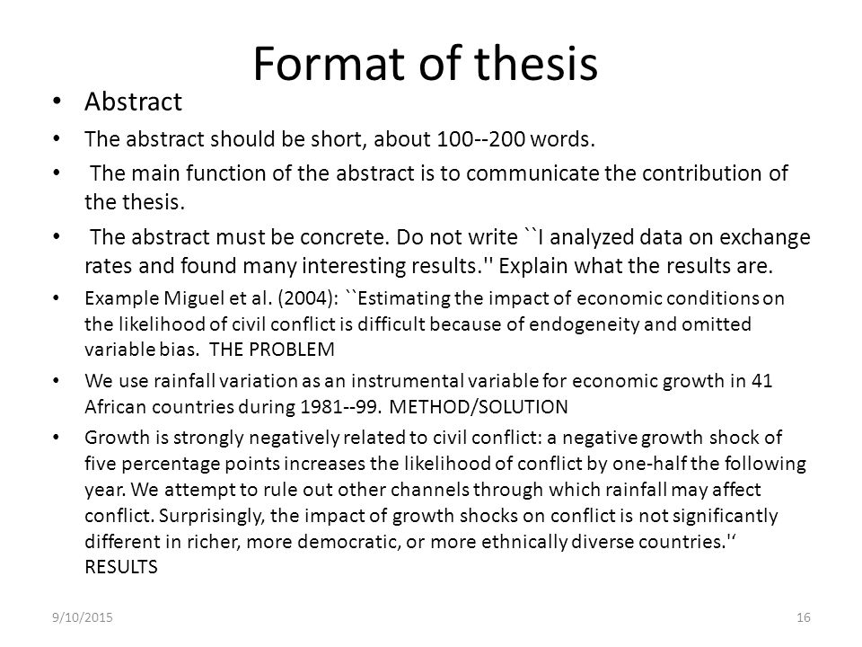 How to do a thesis abstract